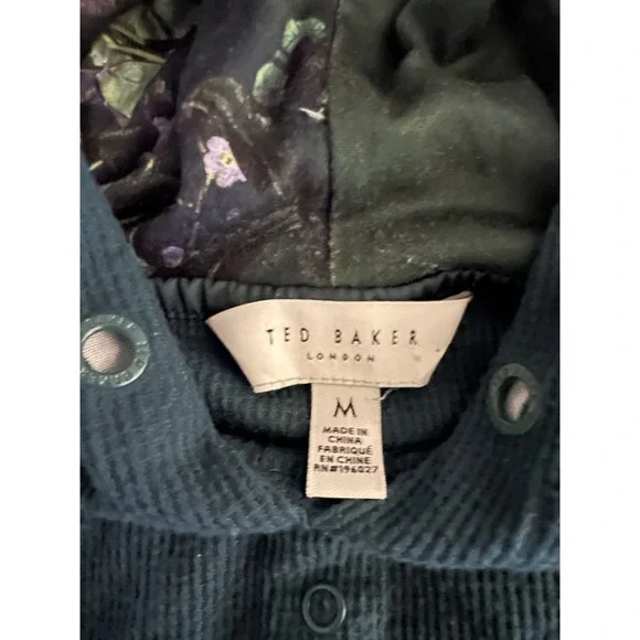 Ted Baker Ribbed Hoodie Lounge Set Womens M Green Floral Lined Jogger - Picture 4 of 6